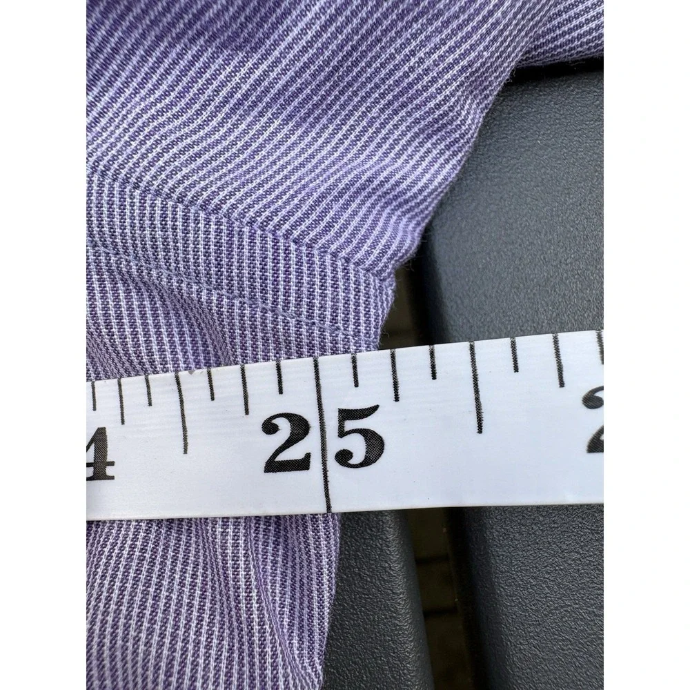 Banana Republic Mens XL Pearl Snap Shirt Purple Striped Short Sleeve Western